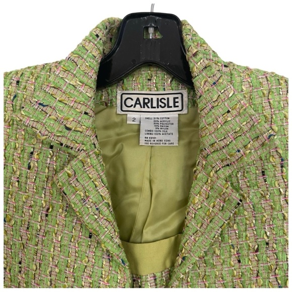 Carlisle Collection Women’s 2-Piece Jacket and Dress Set. Pink, Green. Size 2 - Picture 8 of 13